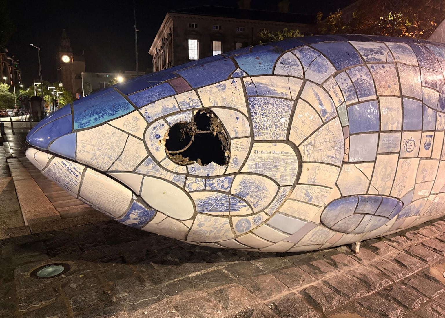 Man due in court after Belfast’s 'Big Fish' sculpture smashed with ...