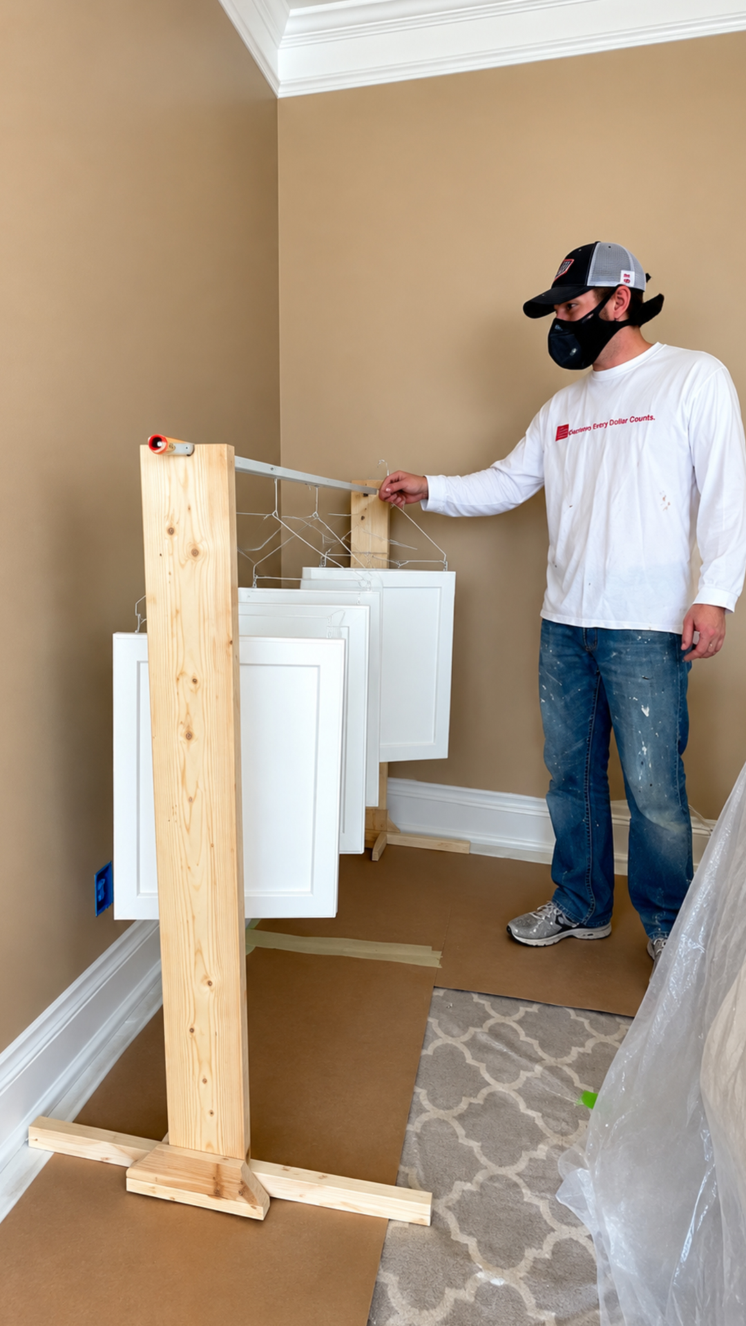 The easiest way to spray doors 🙌🏻 #diy #handyman #painter #construction