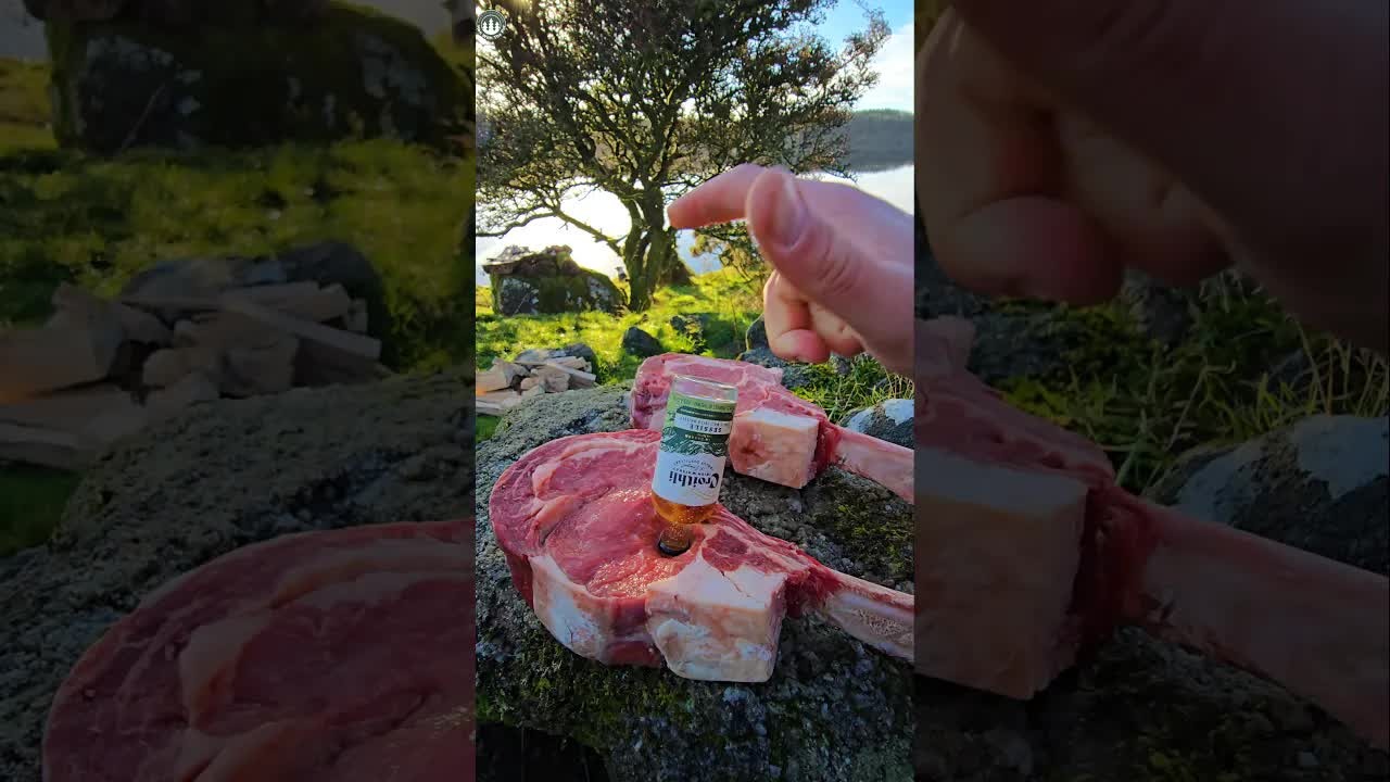 Infusing tomahawk steaks with whisky for outdoor cooking