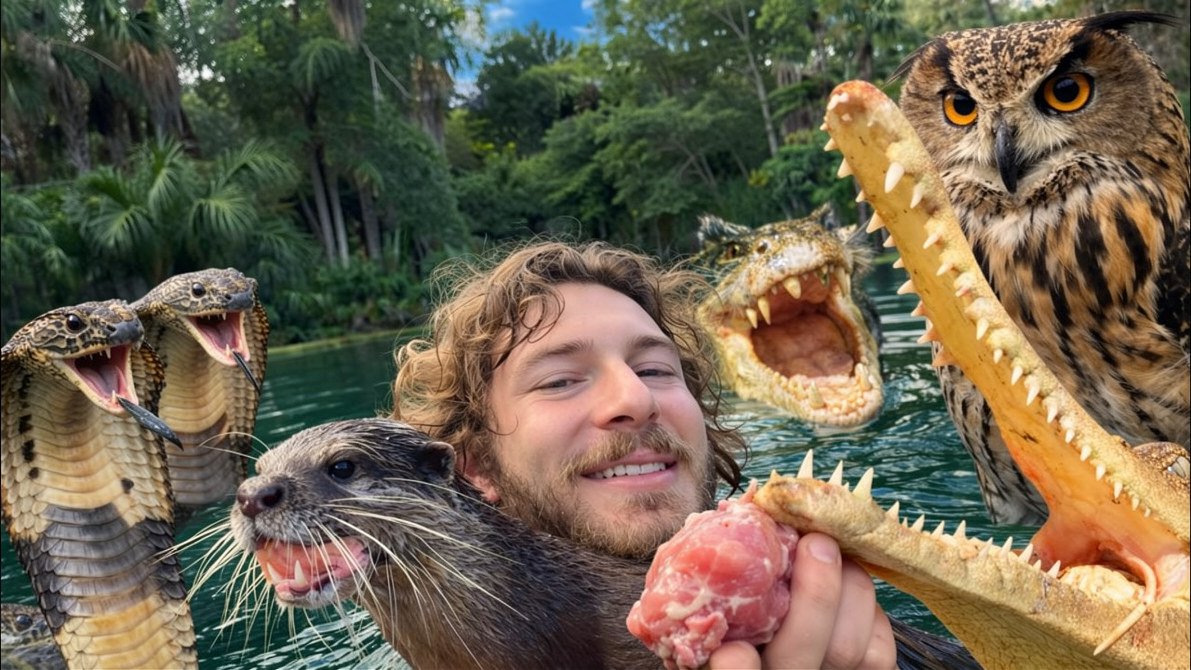 Feeding venomous snakes and crocodiles