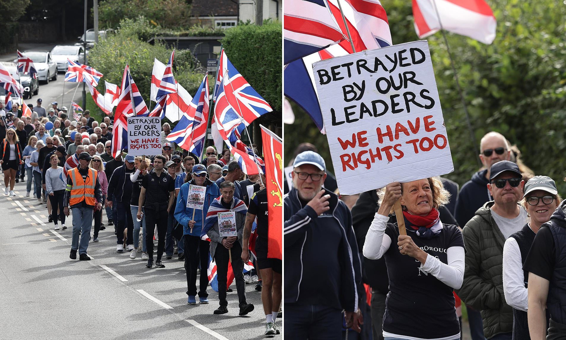Protesters march in town after former military base is turned into ...