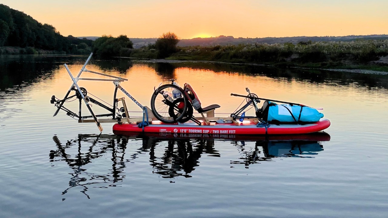 River Wye source to sea in a DIY amphibious bike boat