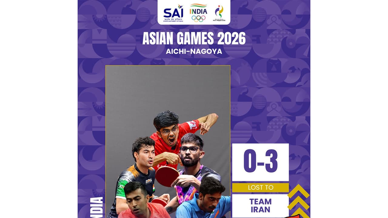 Asian Games 2026: India's men's TT team lose 0-3 to Iran in Group F