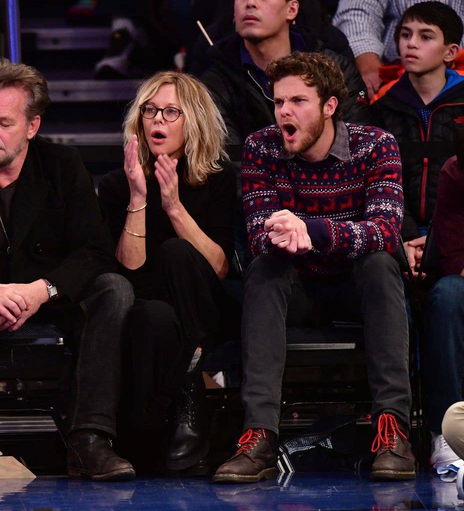 Meg Ryan is all smiles for rare appearance with actor son – and he towers over her