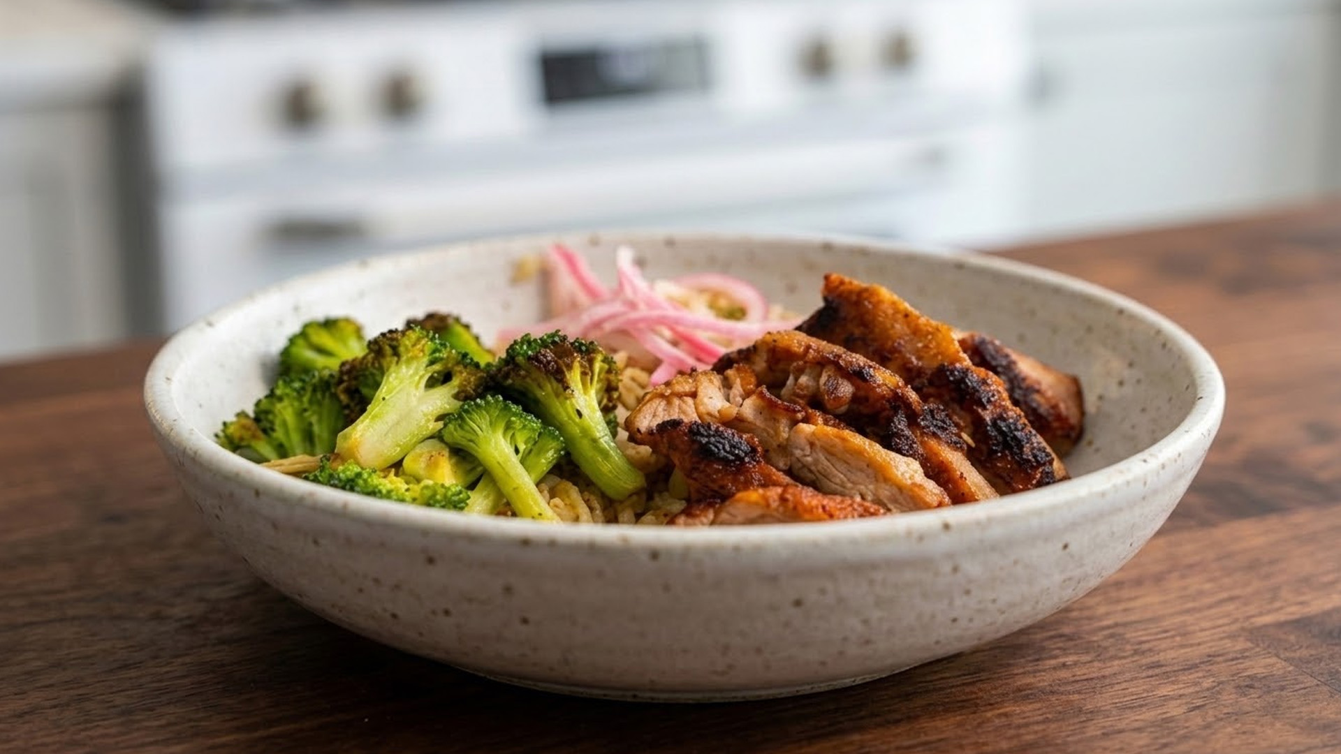 This chicken broccoli bowl makes dinner feel balanced