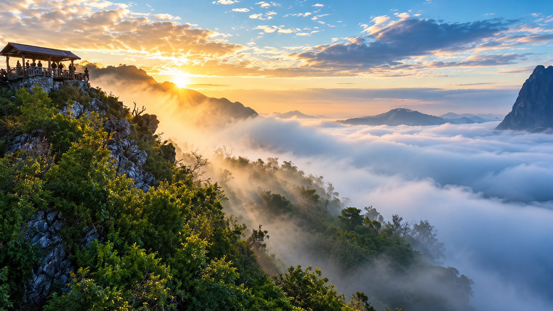 A Small Shelter Built High Above The Clouds