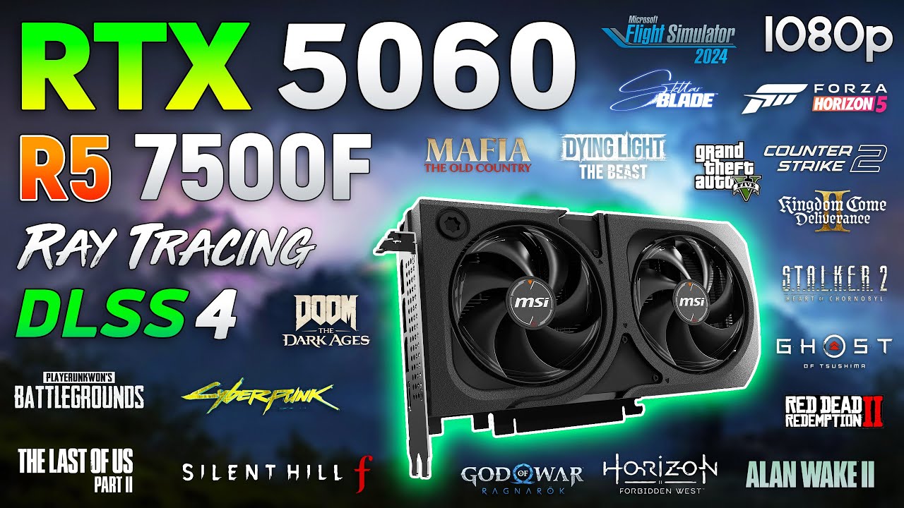 RTX 5060 8GB + Ryzen 5 7500F - test in 20 games | 1080p