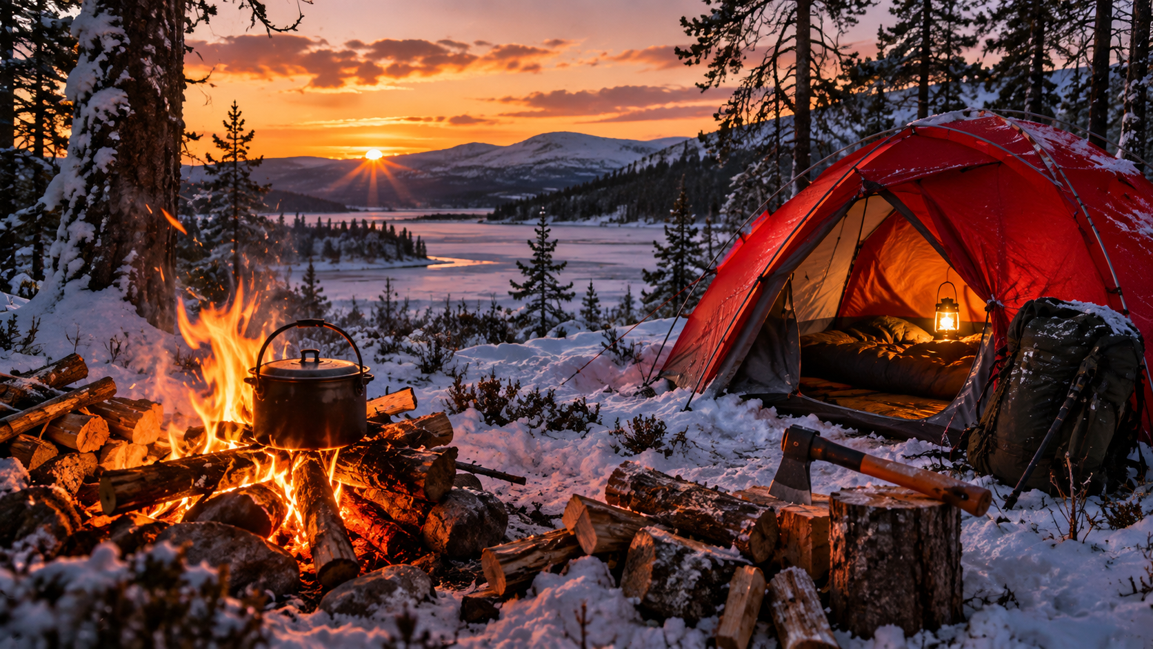 Racing Sunset On A Solo Winter Camp In Norway