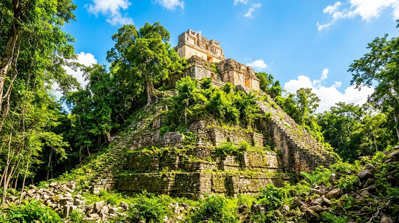 Archaeological field surveys expose a buried fifty-foot Maya pyramid ...