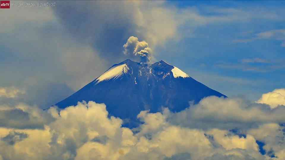 Watch a powerful ash explosion burst from Sangay volcano in broad daylight