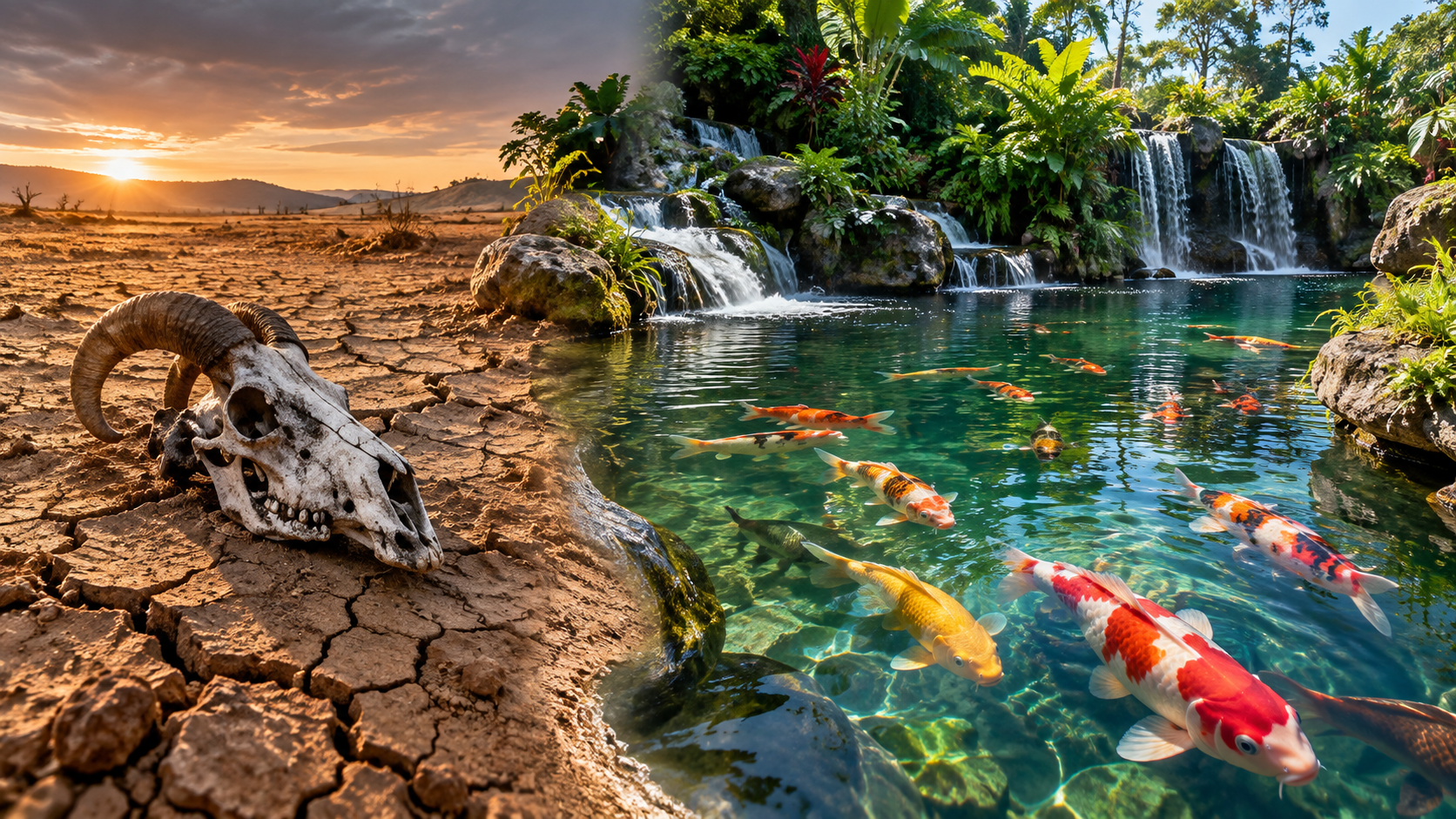 The world’s largest ecosystem pond filled with exotic fish