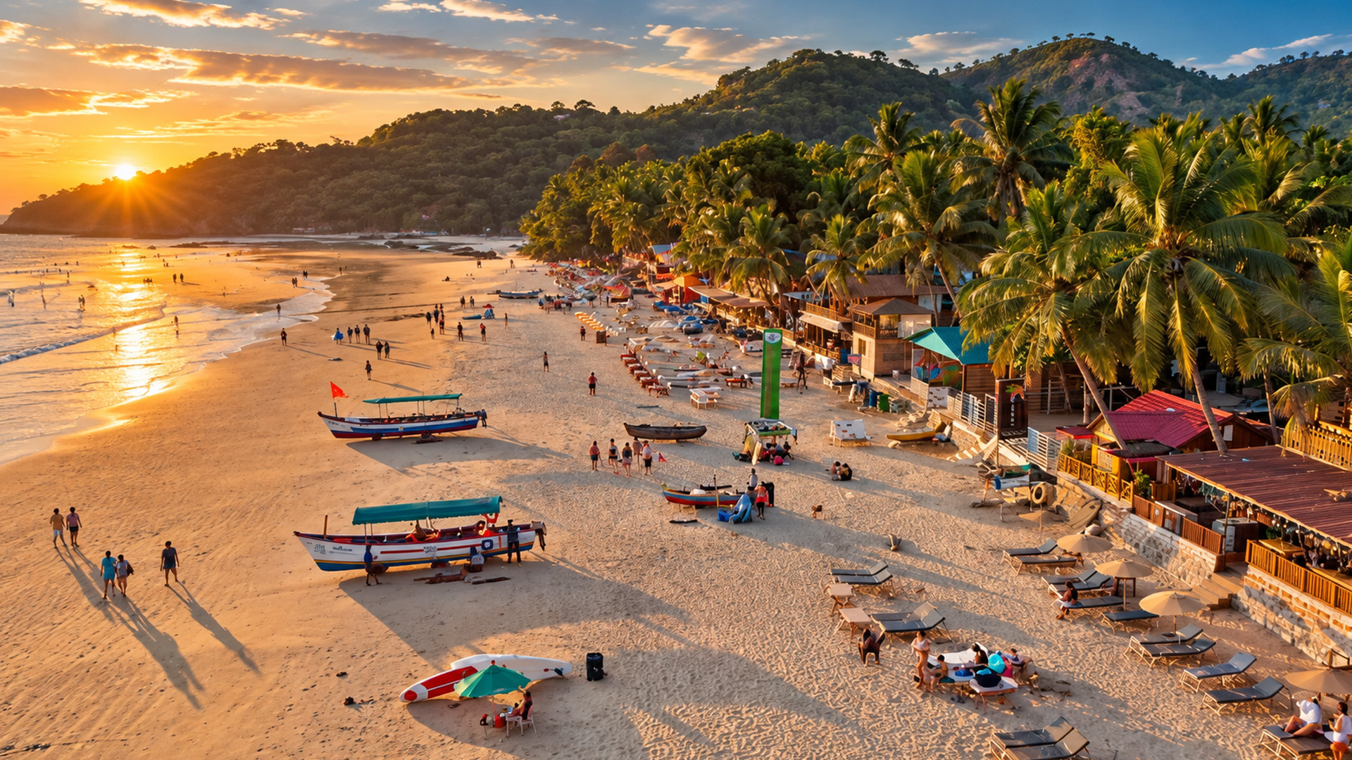 Palolem Beach glowing in golden evening light