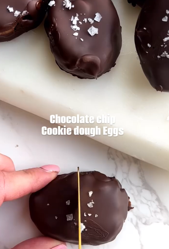 Vegan chocolate chip cookie dough eggs