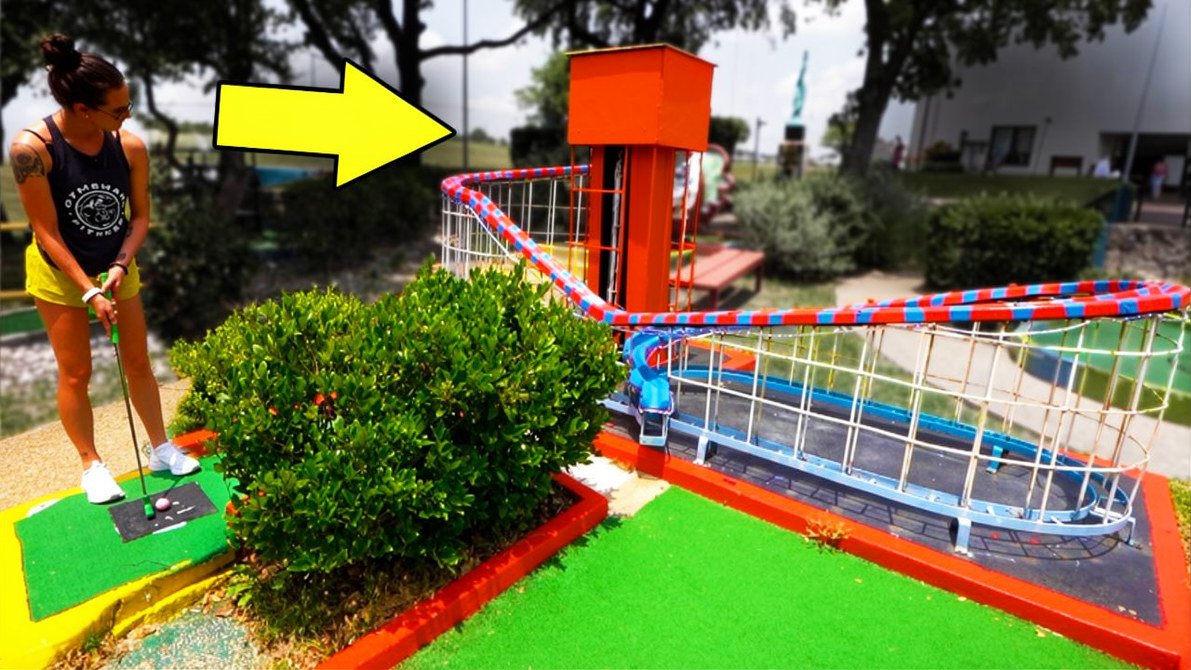 Roller coaster mini golf challenge