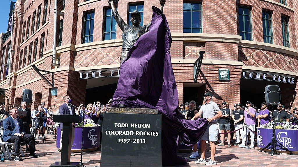 Statue of Colorado Rockies legend Todd Helton unveiled outside of Coors ...