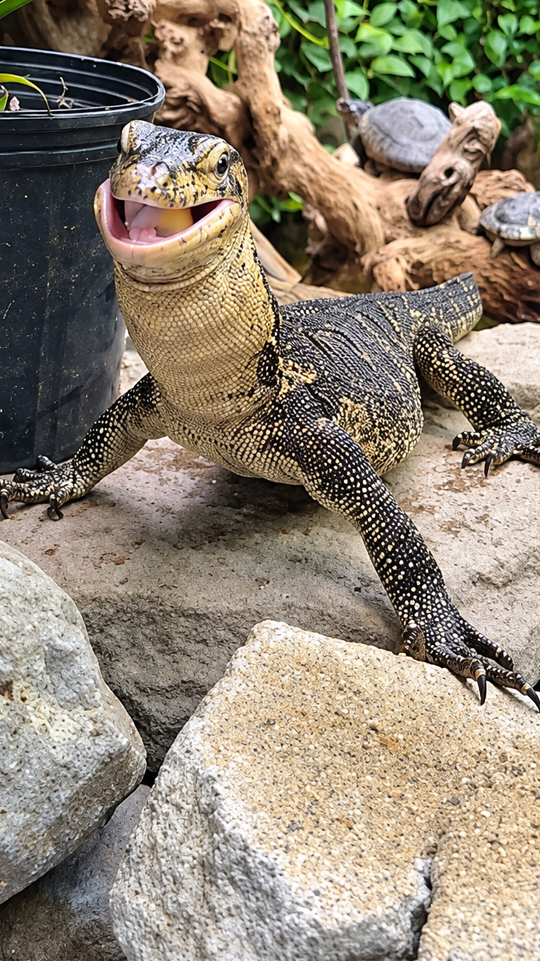 Speedy monitor lizard goes wild at feeding time