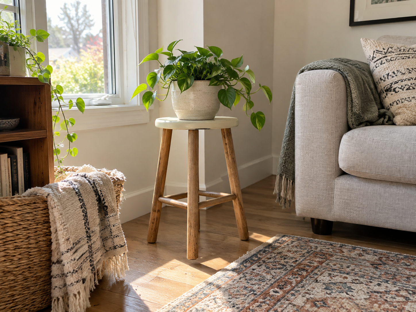 How to turn a thrifted stool into a simple plant stand