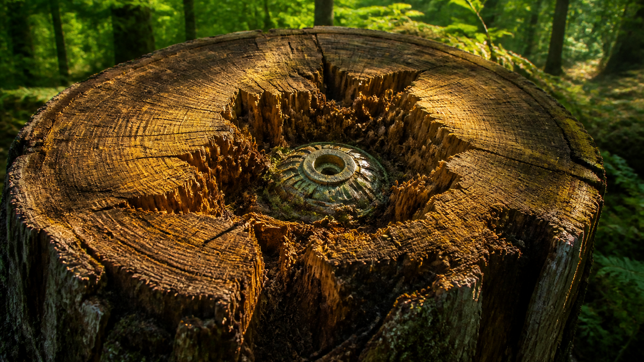 500-year-old tree is cut open to reveal a mysterious object buried deep ...
