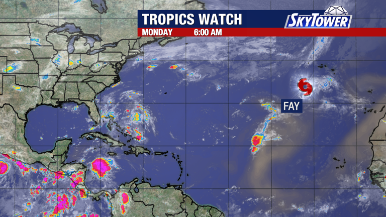 Tropical Storm Fay weakens after nearly reaching hurricane strength