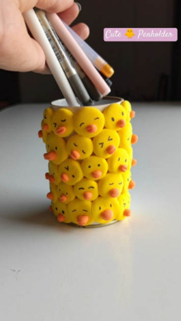 Easy air dry clay pen holder DIY project