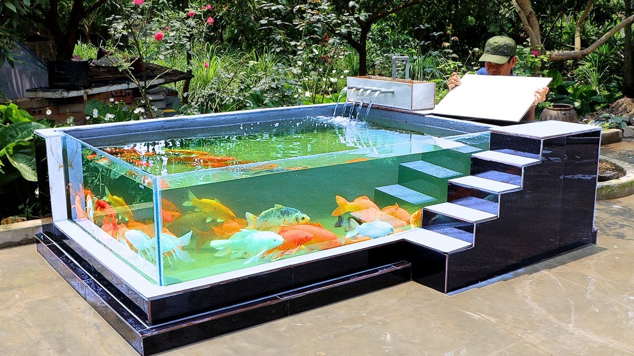 DIY 2-glass outdoor aquarium build 🛠️