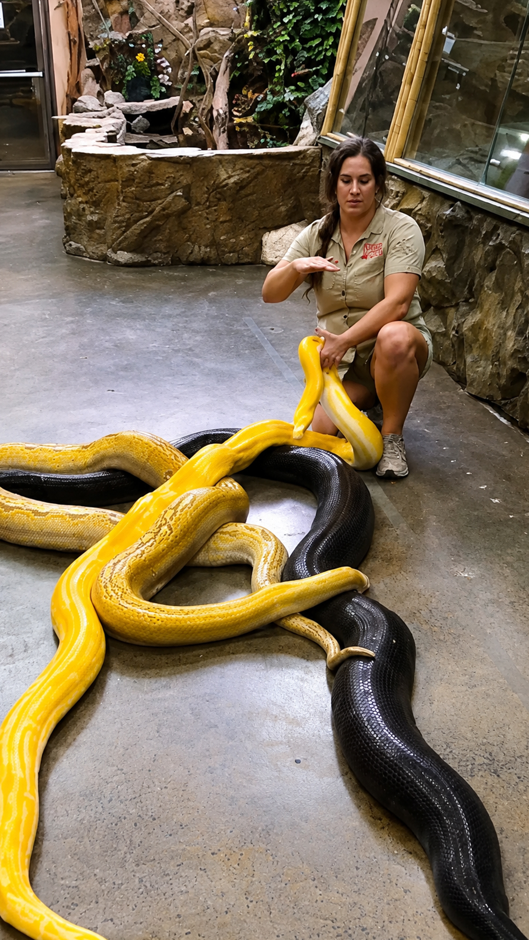 Three massive female pythons show the retic size range