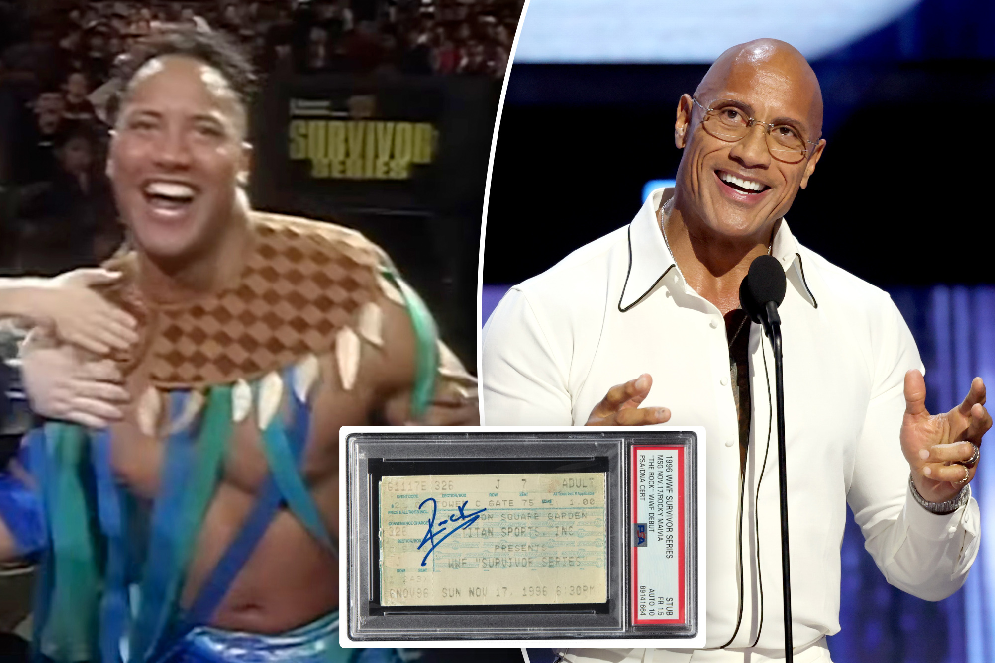 Rare signed ticket to The Rock’s debut wrestling match sells for nearly ...