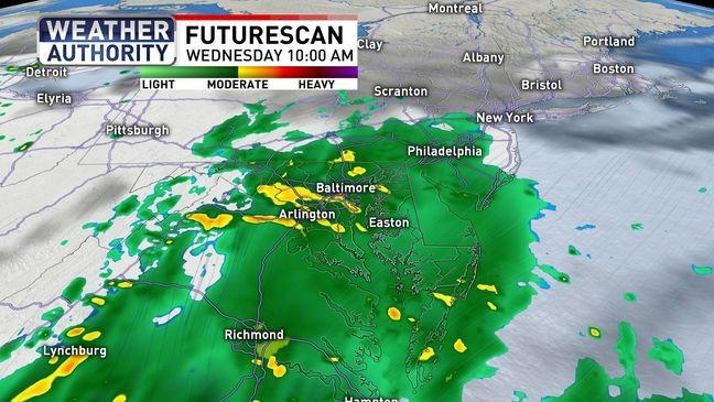 Rainy & cooler with temps well below average this week in Maryland