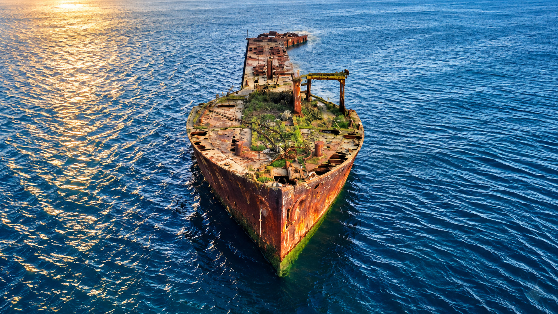 Rusting shipwreck in Orkney’s coastal waters