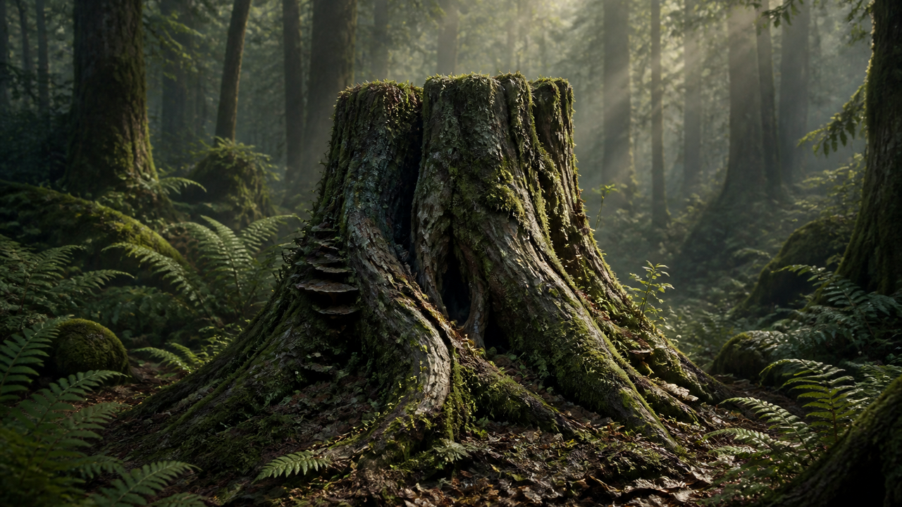 Abandoned forest stump becomes an unexpected treasure after one crazy idea