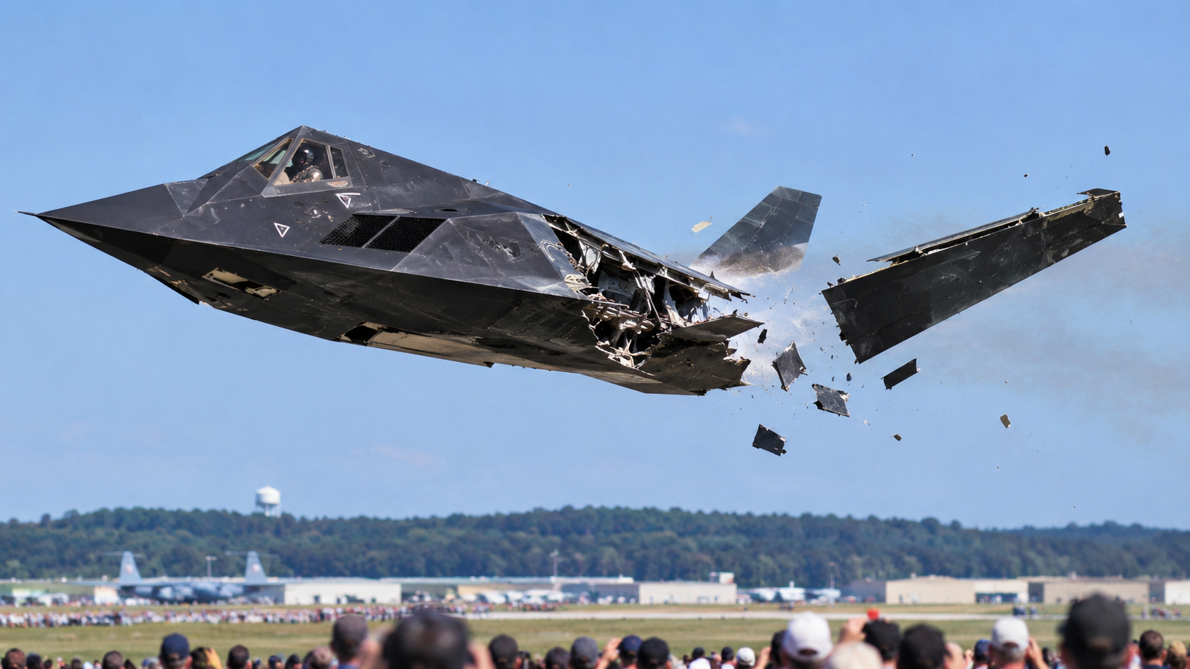 An F-117 broke apart in front of thousands. Investigators found missing ...