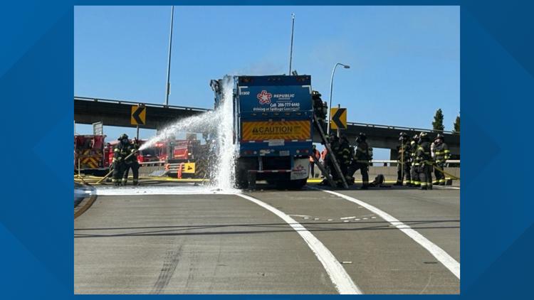 Hot mess: I-5 ramp to West Seattle reopens after garbage truck fire