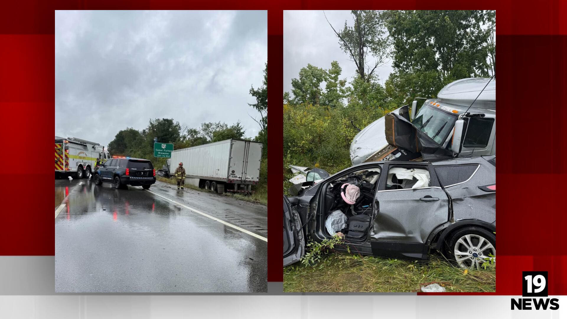 Stark County crash involving semi leaves 1 trapped, fire officials say