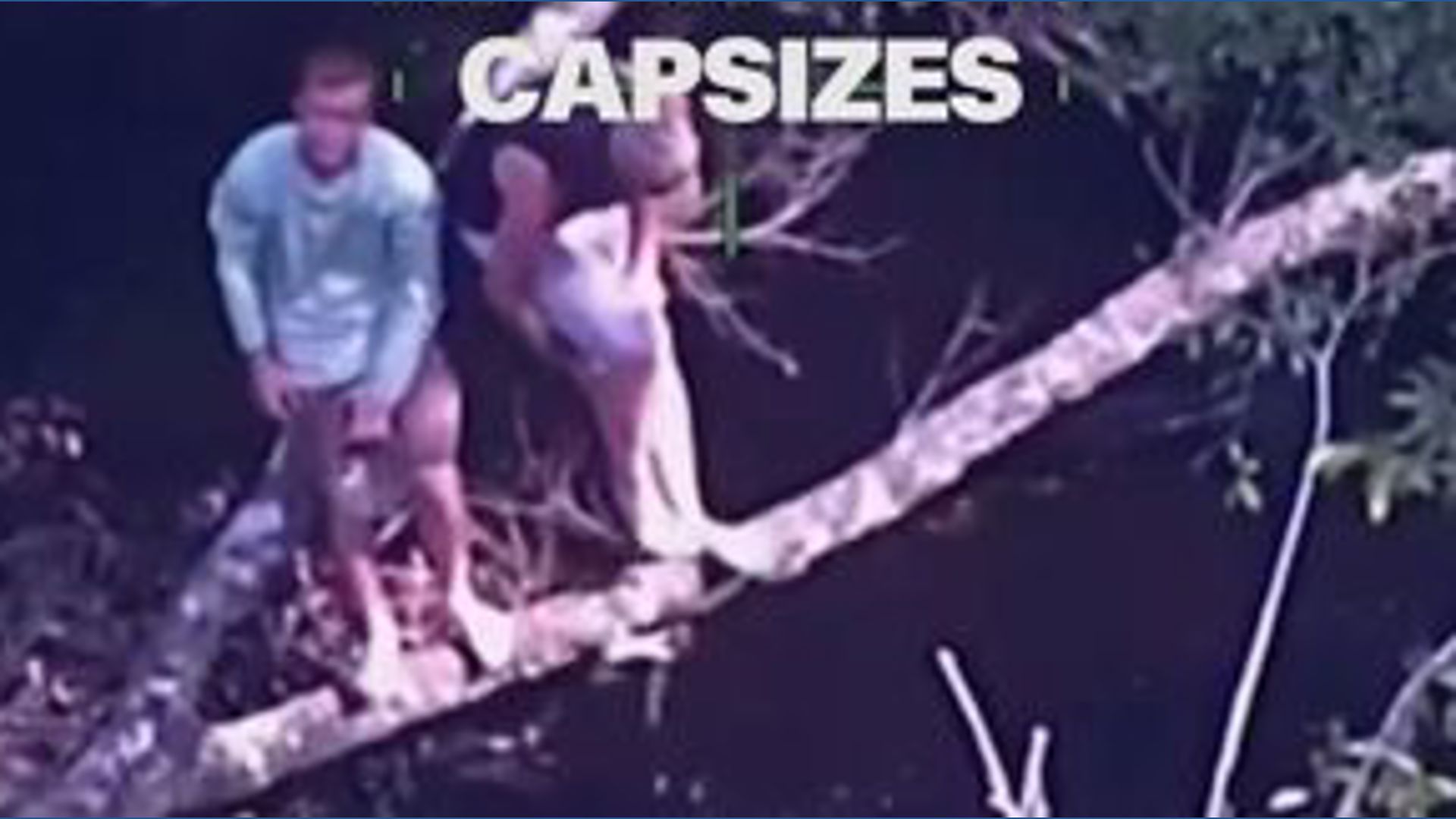 Boaters cling to tree after boat capsizes