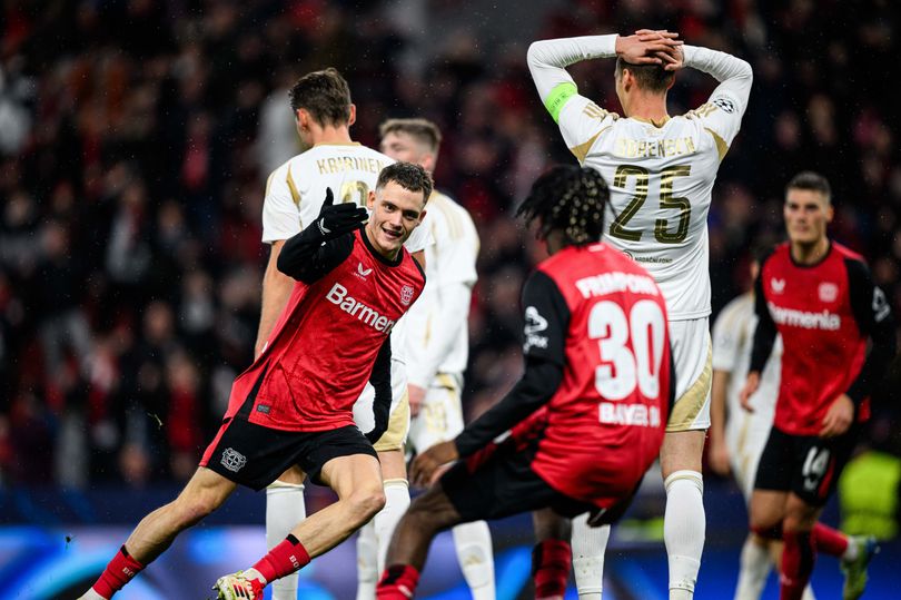 Florian Wirtz of Leverkusen celebrates after scoringhis teams first goal during the UEFA Champions League 2024/25 League Phase MD8 match between Bayer 04 Leverkusen and AC Sparta Praha at BayArena on January 29, 2025 in Leverkusen, Germany.