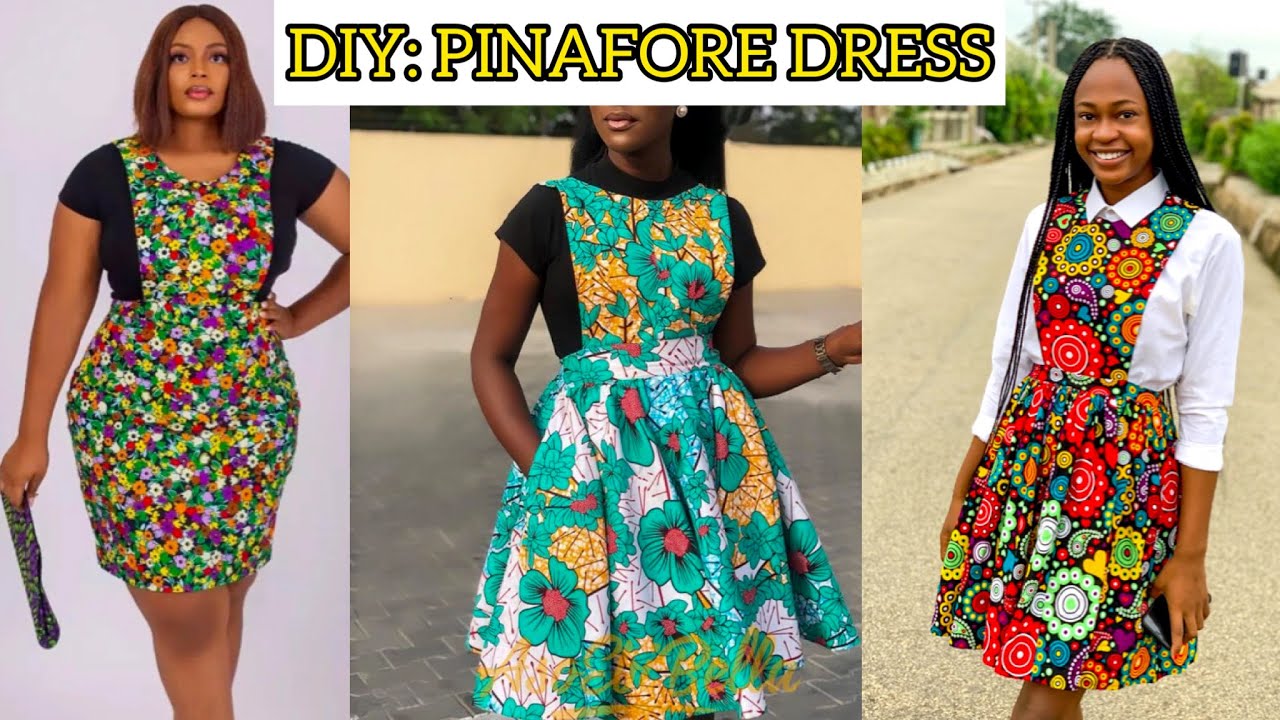 Simple pinafore dress cutting and sewing tutorial