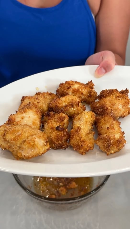 Honey chicken bites made crispy in the air fryer