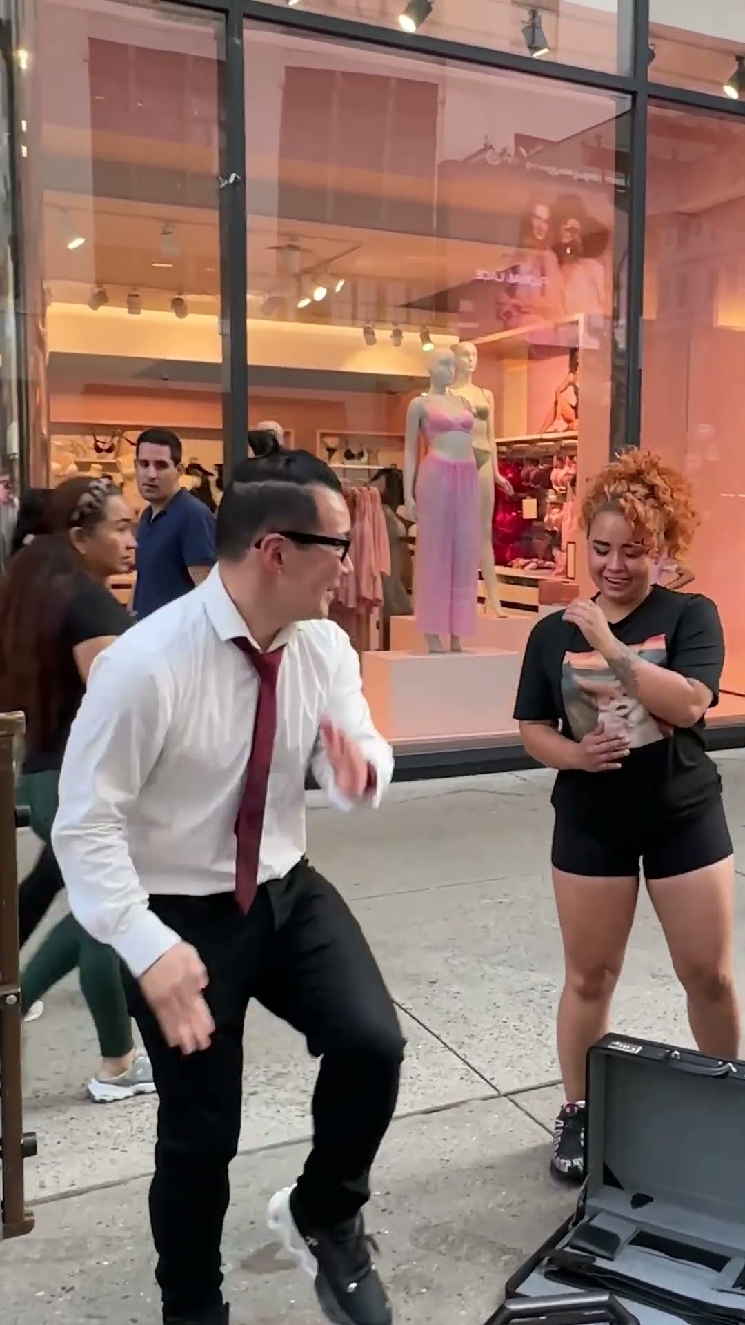 The surprise briefcase dance!