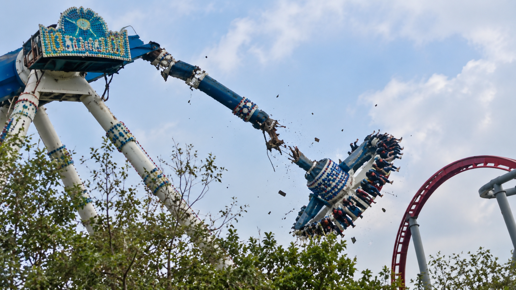 Amusement ride swung higher and higher… then the entire pendulum arm ...