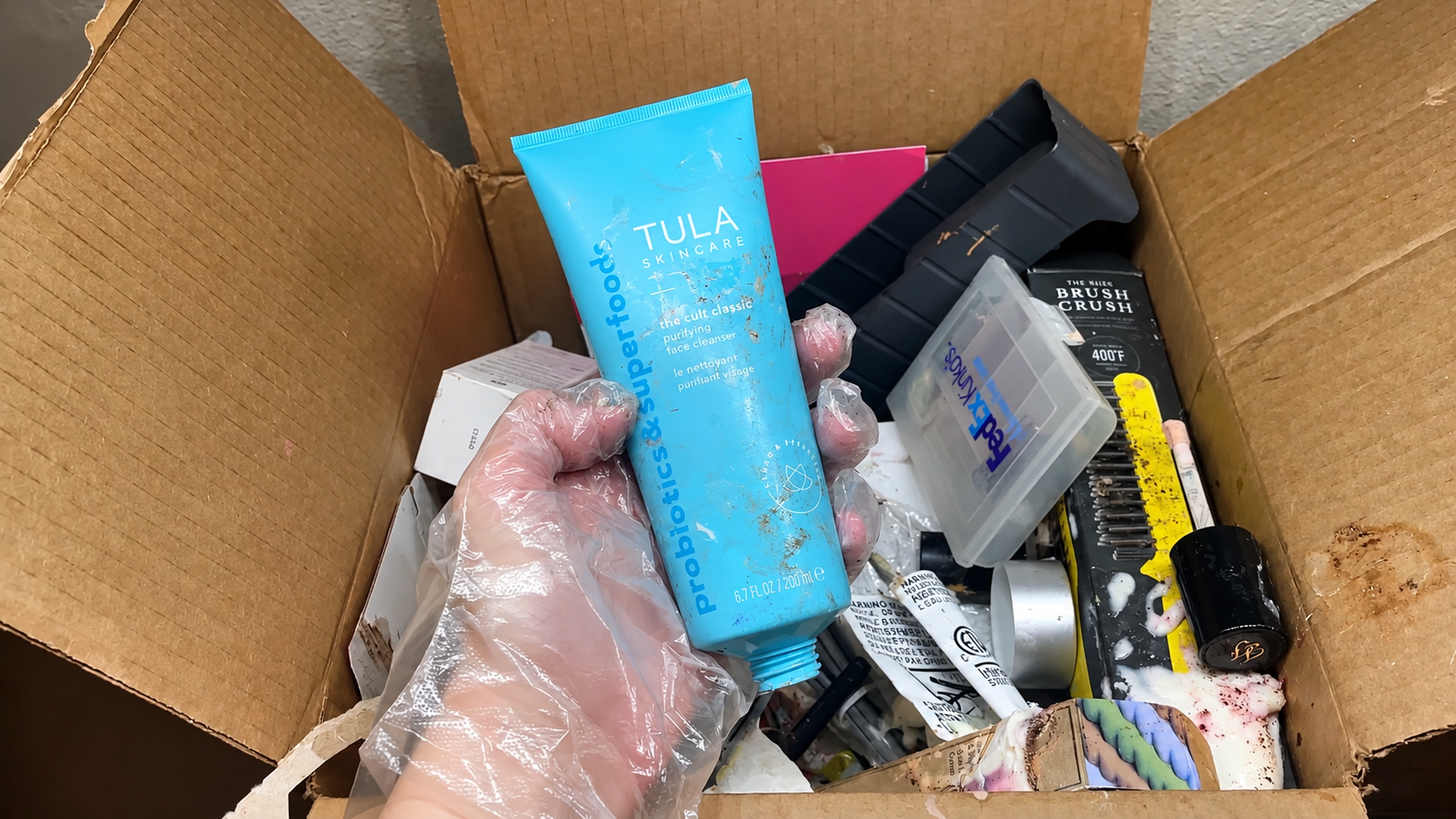 A box full of beauty products was thrown away at Ulta