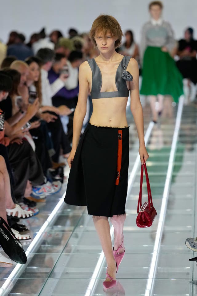 Prada sends half-dressed models and 'bra bags' down the runway at Milan ...
