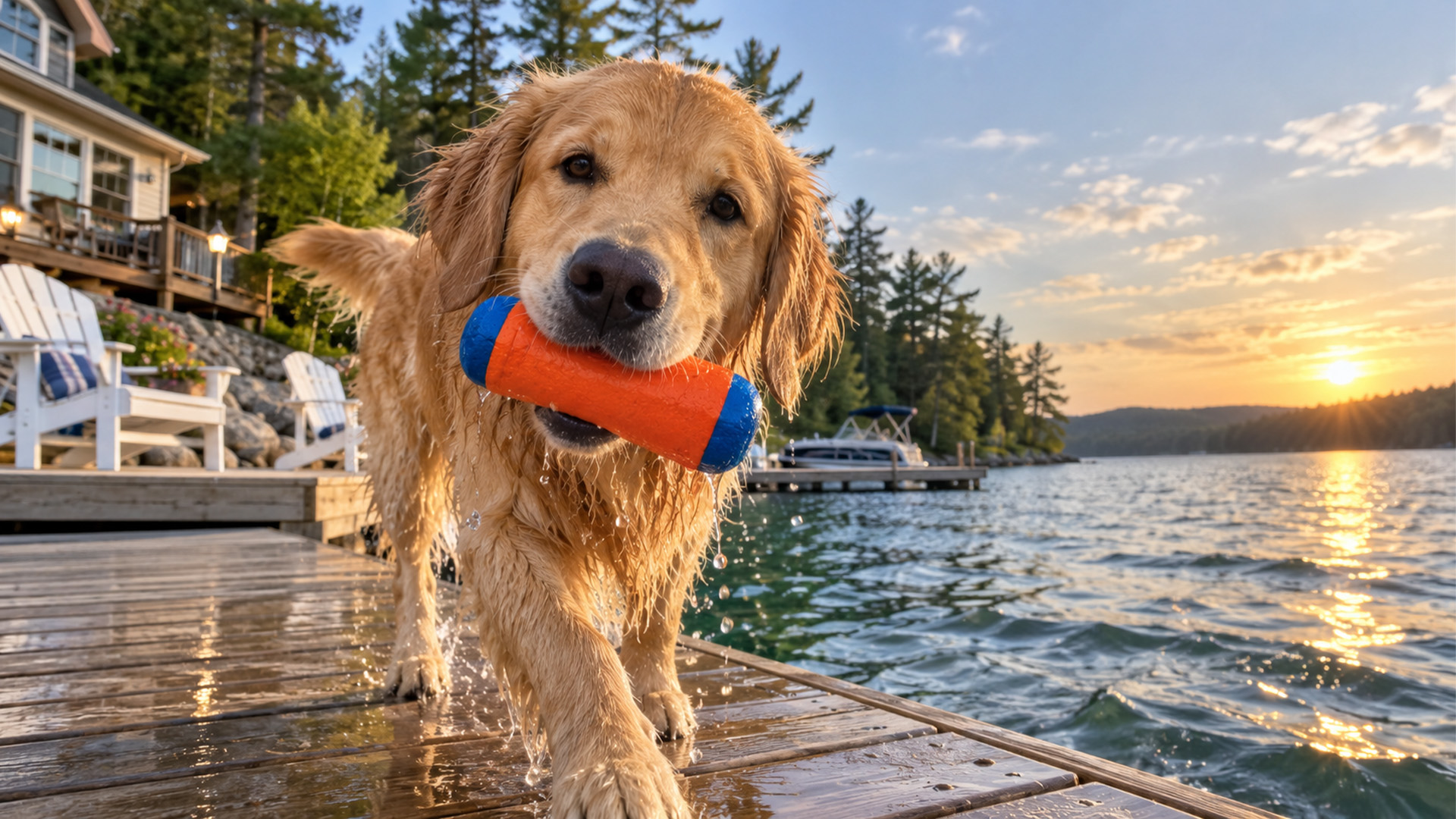 Golden retriever takes over family vacation