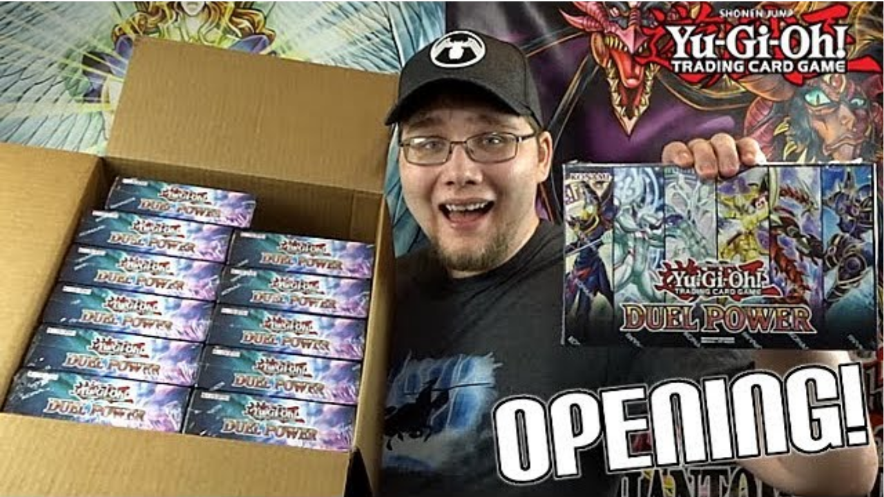 Opening a full Duel Power case with 12 Yu-Gi-Oh boxes