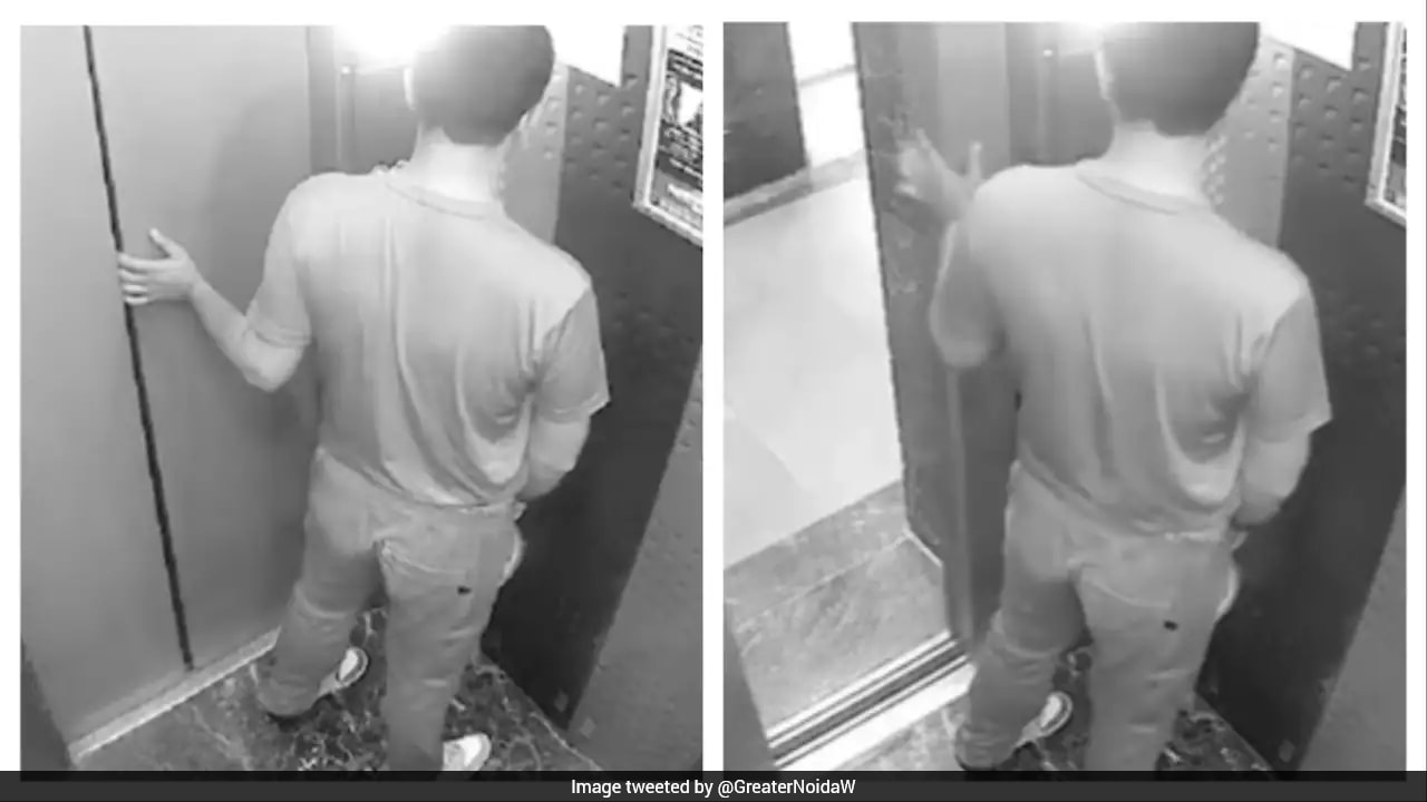 Man caught urinating inside society lift in Ghaziabad, shocking CCTV ...