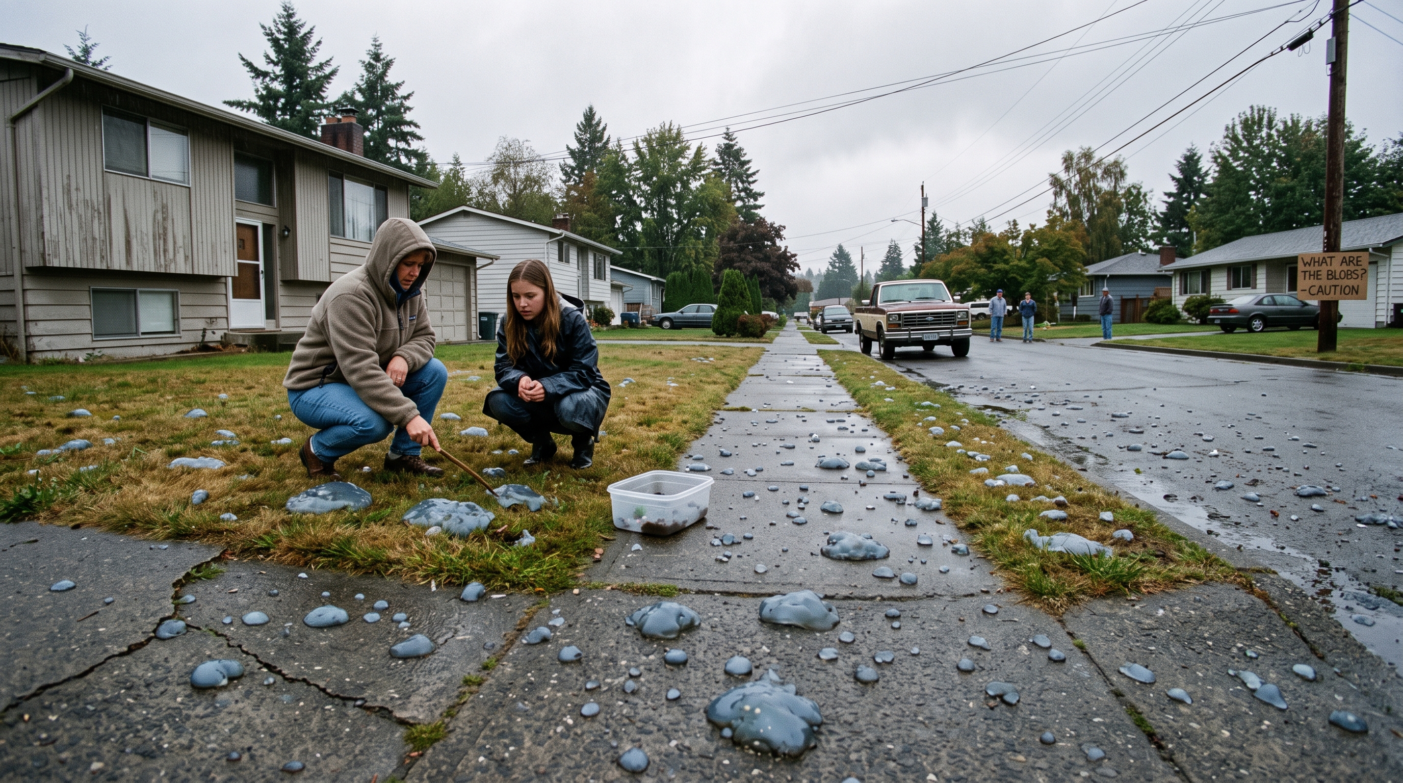It looked like rain at first - then gelatinous blobs started falling ...