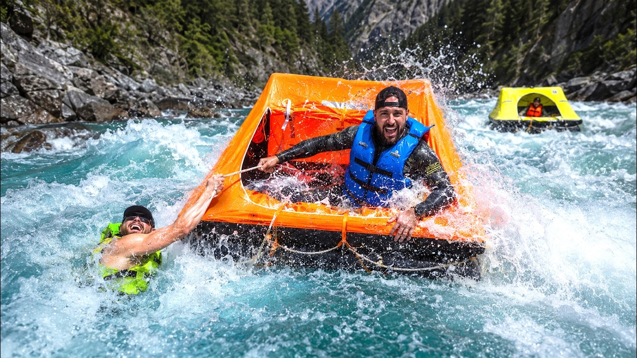 I pull an old life raft in big rapids