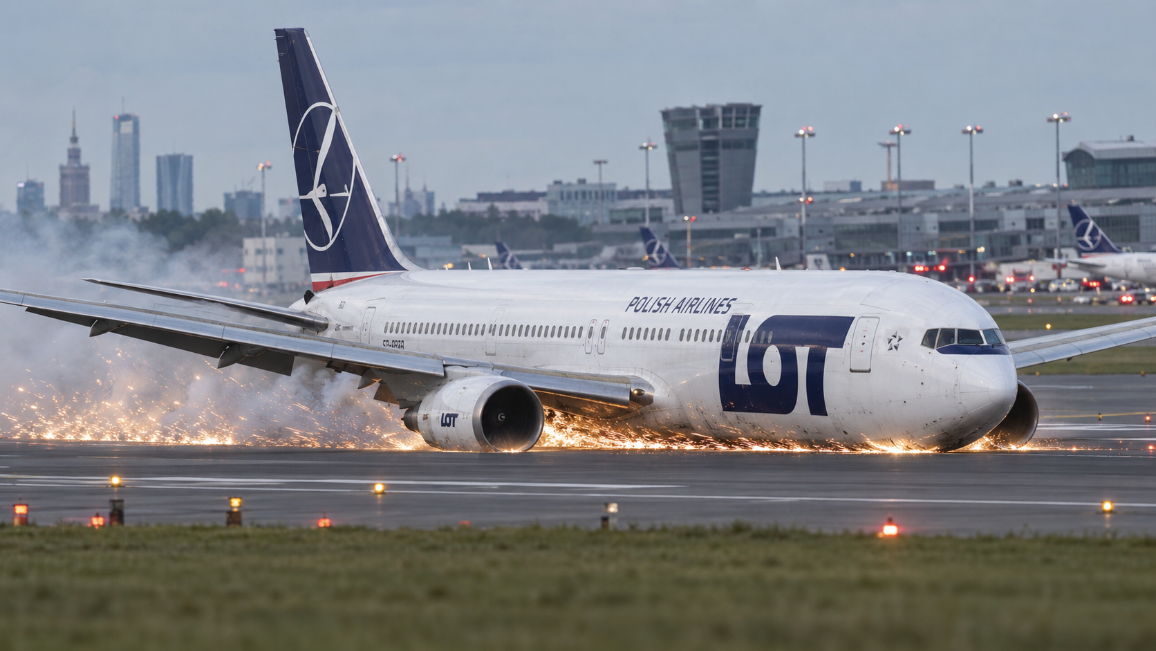 LOT flight 16 slid down Warsaw runway on its belly