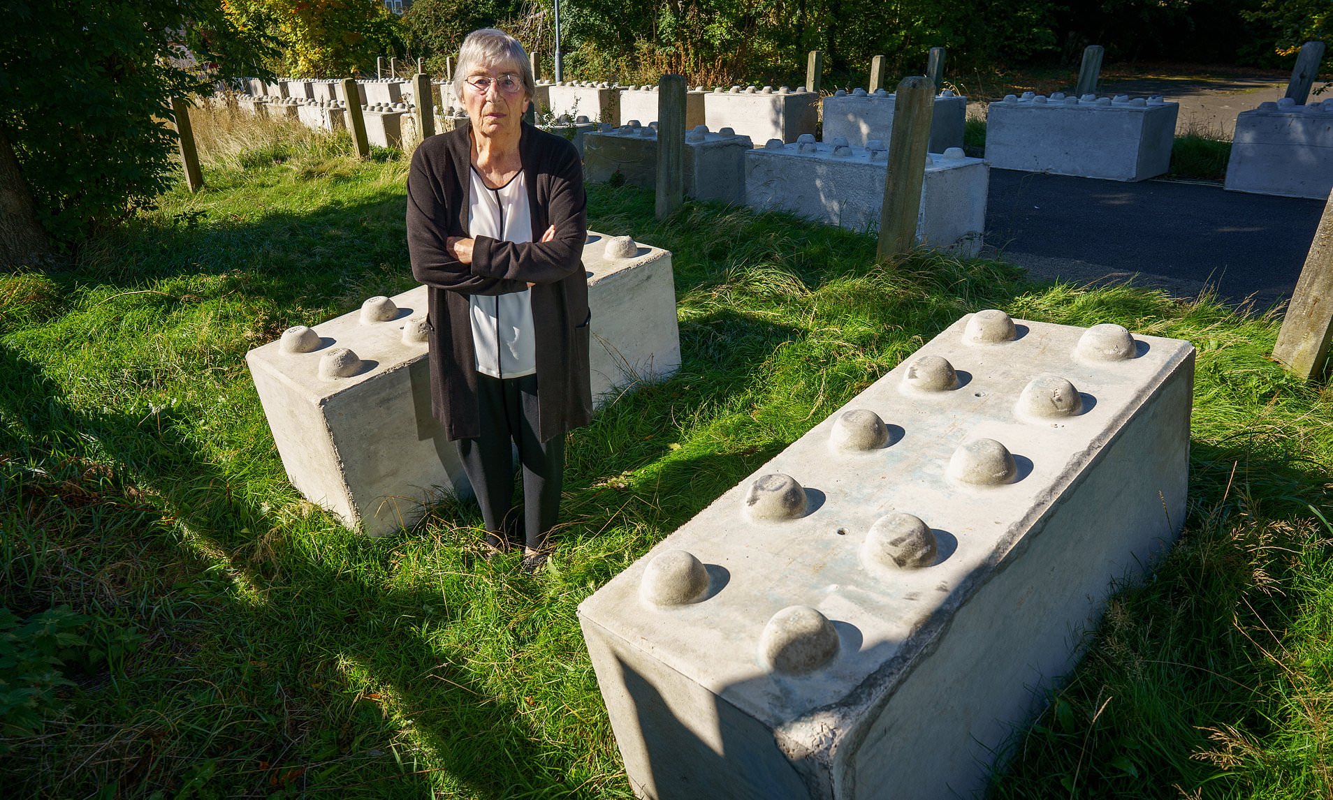 Council dumps huge 'concrete Lego blocks' outside pensioner's home ...