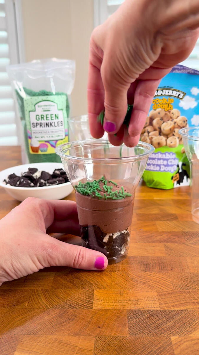 Football chocolate mousse parfaits