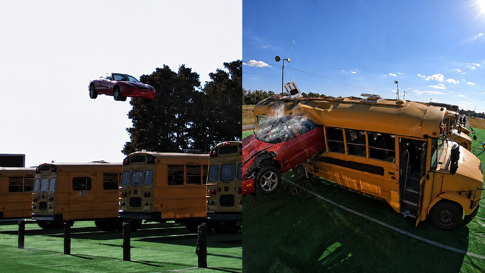 They bolted 7 jet engines to a car and launched it over 12 school buses ...